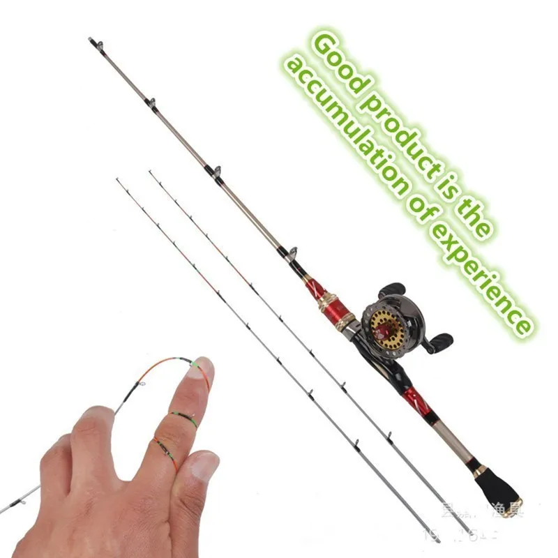 

Carbon Fishing rod 2 sections UL titanium alloy soft tip Boat Raft metal reel Set Winter Powerful ice carp trout salmon pole