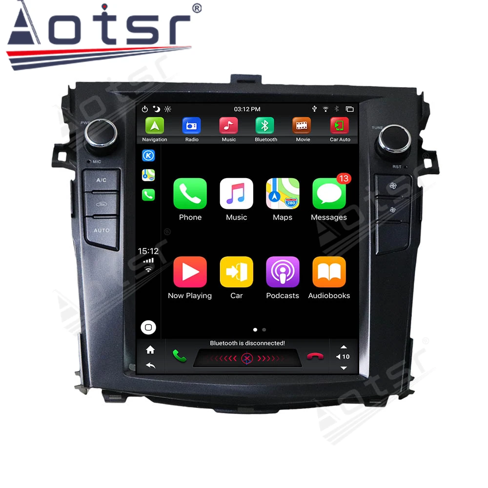 

Car 4G GPS Radio For Toyota Corolla 2008-2013 Android 9.0 Tesla style Vertical screen Car GPS Navigation Player CARPLAY