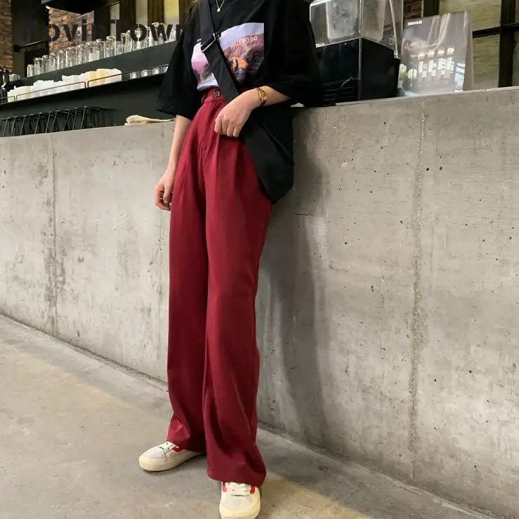 Женские свободные брюки с высокой талией Bcbg повседневные длинные красного и
