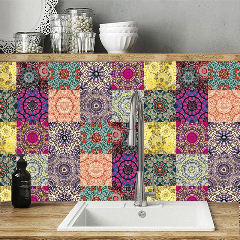 

20x100cm PVC Wall Sticker Arabian retro Bathroom Waterproof Self Adhesive Wallpaper Floor Mosaic Tile Stickers for Wall Decal