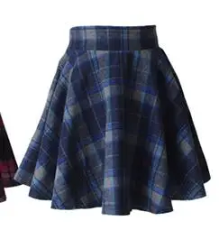 blue plaid shorts li Хлопковая юбка выше колена в шотландском стиле, Зимняя юбка в тонкую клетку с завышенной талией, короткая мини-юбка для школьниц - Цвет: blue plaid shorts li