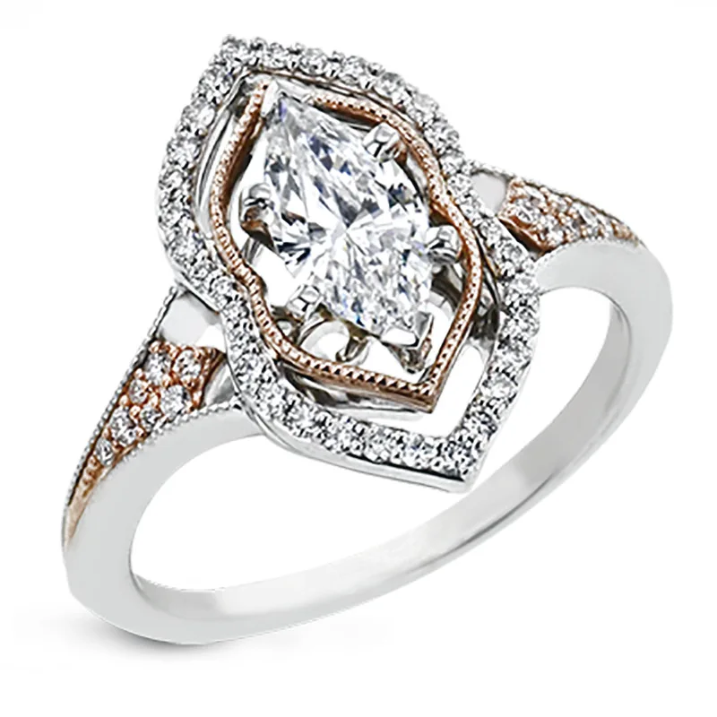 

Luxury Creative Tow Tone Women's Engagement Rings Shine White Marquise CZ Stone Inlay Elegant Lady Wedding Ring Fashion Jewelry