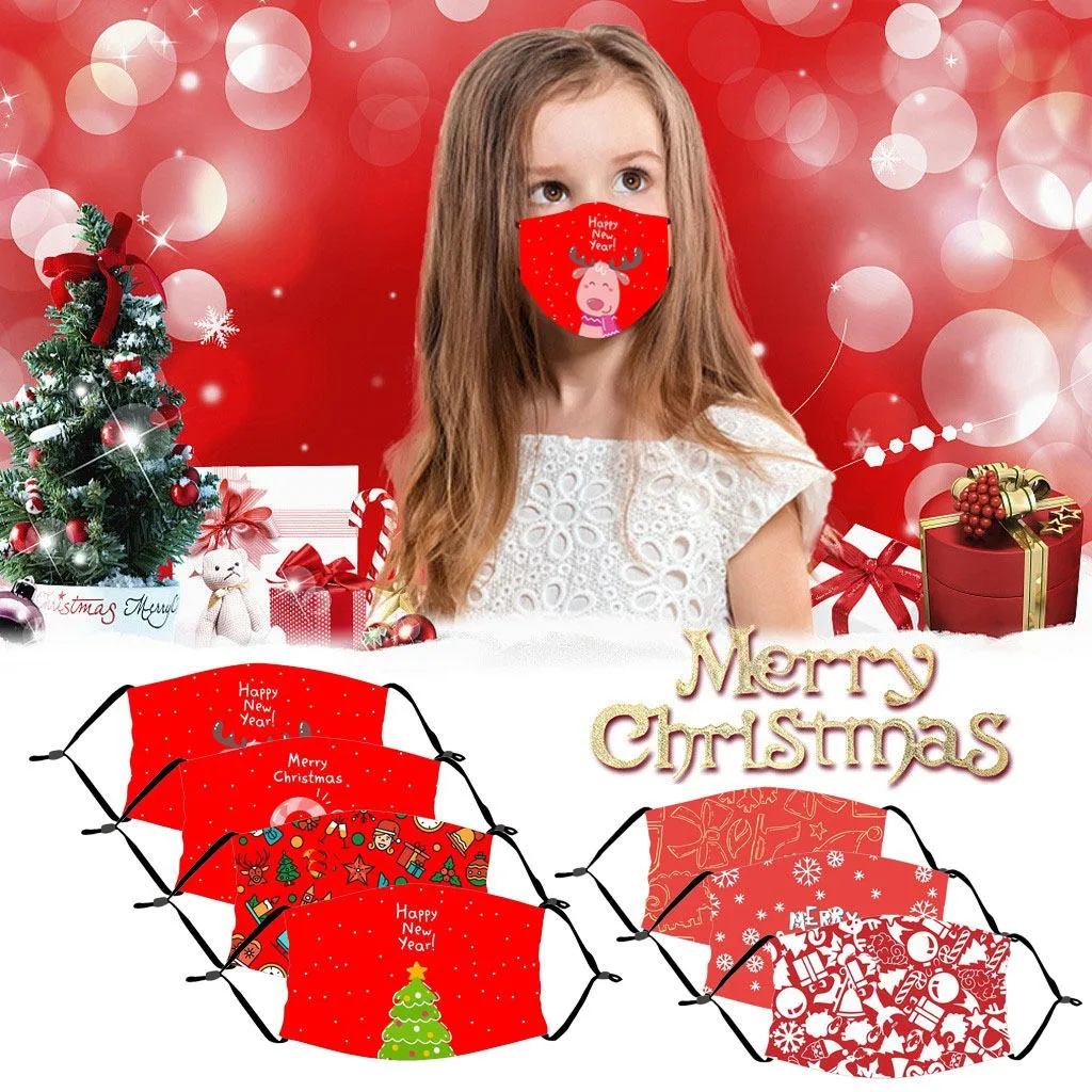 Детская Рождественская маска для рта Merry Christmas PM2.5 дышащая уличная с принтом