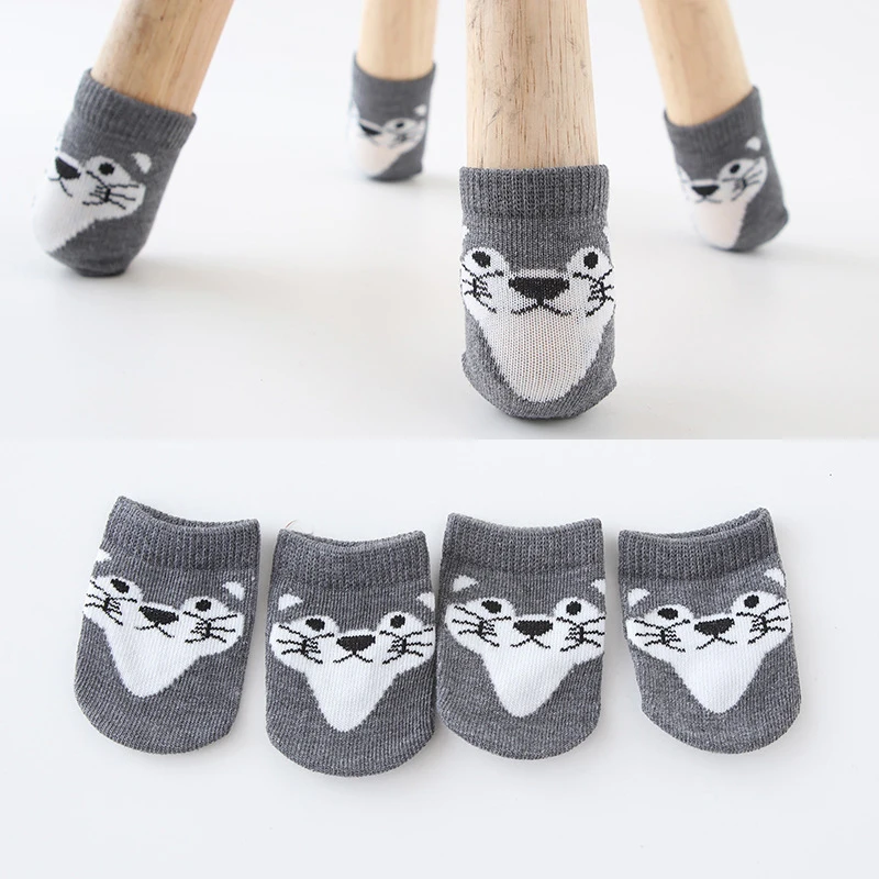 4 шт. Веселые носки для стола чехлы ног напольные протекторы Нескользящие вязаные