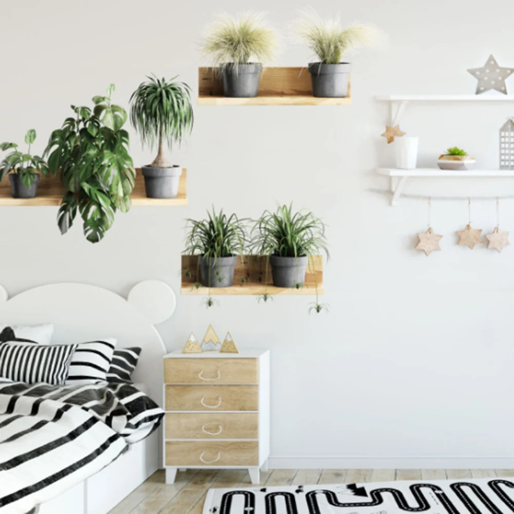 3D обои зеленые горшки растений настенные наклейки растения фотообои для