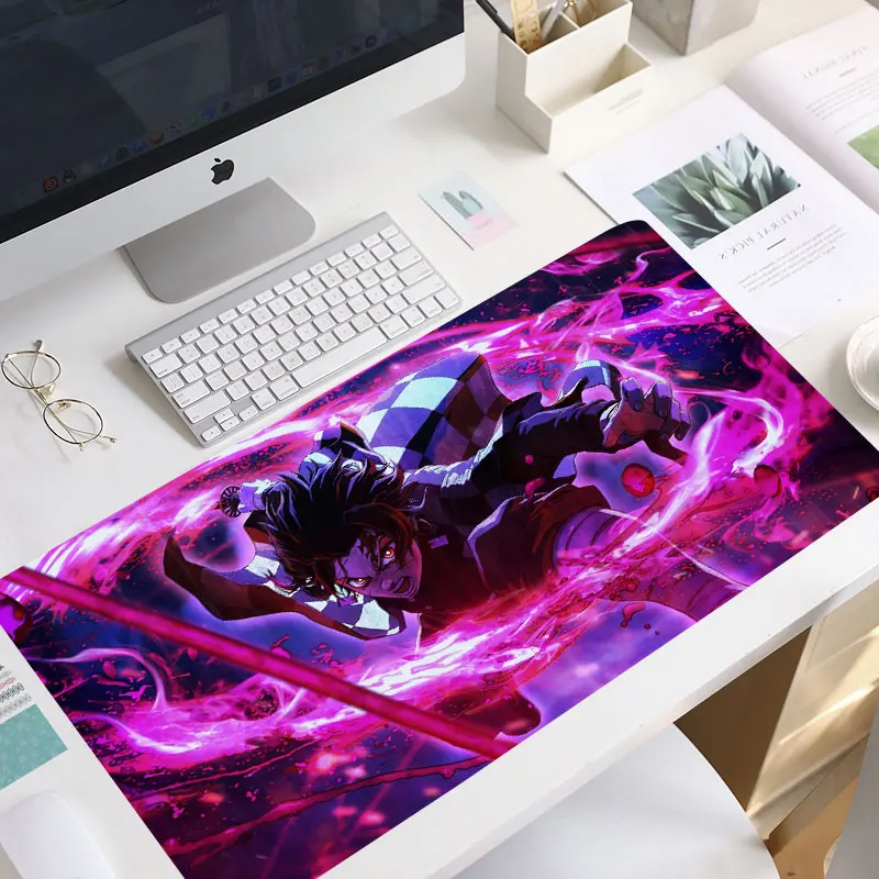 

Коврик для мыши с аниме «рассекающий демонов», Настольный коврик для компьютерных игр с HD-печатью и блокировкой по краю, xxl90 x 40 см, для клавиа...