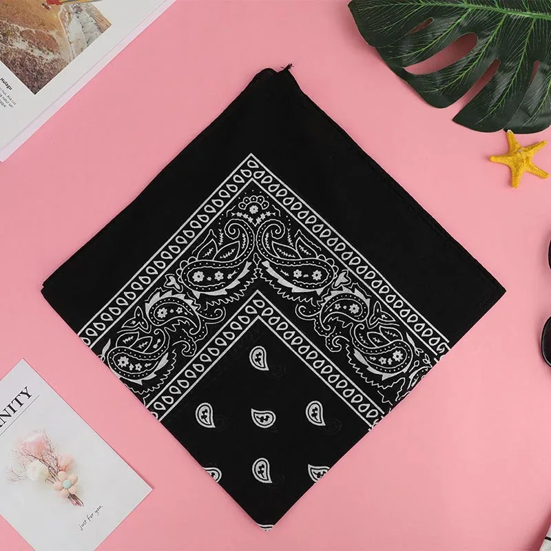 1892BK Outdoor Cool Activities Riding Collar Cute Women Print Bandana Scarf Square Head Scarf Female Motorcycle Headwear - Color: 1892BK