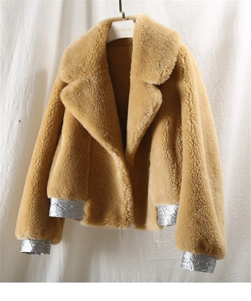 Yellow MAOMAOFUR пальто из натурального меха для женщин леди наурал овечья стрижка зимнее пальто короткая женская одежда Мода шерстяное пальто куртка - Цвет: Yellow