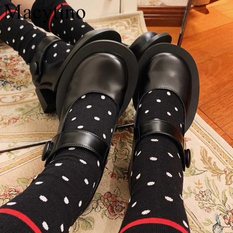 

Women Shoes Flats Buckle Strap Marry Janes Ladies Fashion Students LOLITA Shoes Black Casual Autumn Shoes