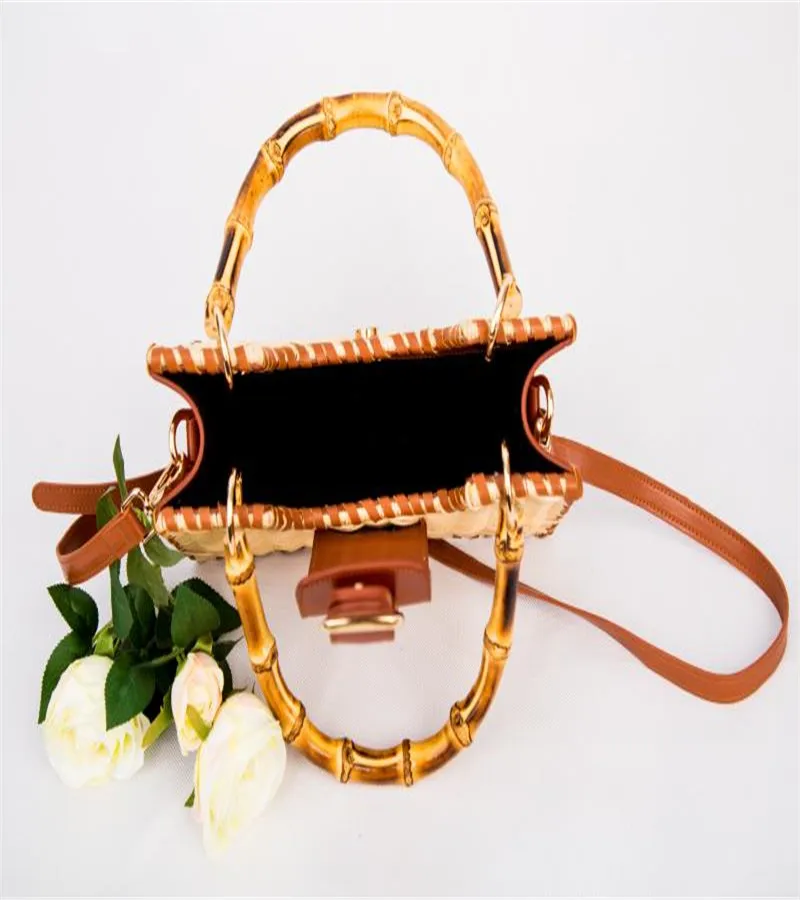 

2020 New Beach Rattan Bag Women's Elegant Leather Tote Bag