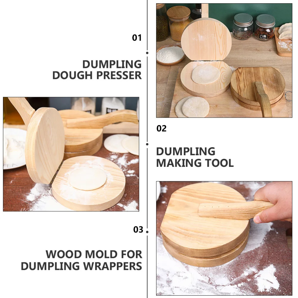 

1pc Wood Dumpling Pressing Tool Dough Presser Dumpling Wrappers Presser