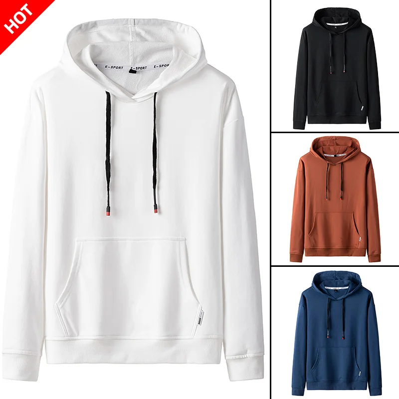 Толстовка мужская с длинным рукавом черная белая синяя красная|Мужские