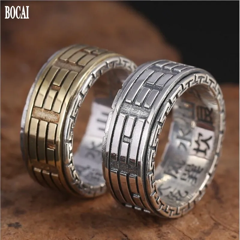 

Новинка, Модные Винтажные Ювелирные изделия BOCAI из чистого серебра S925 пробы, кольцо со Сплетницей из тайского серебра, золотые и серебряные ...