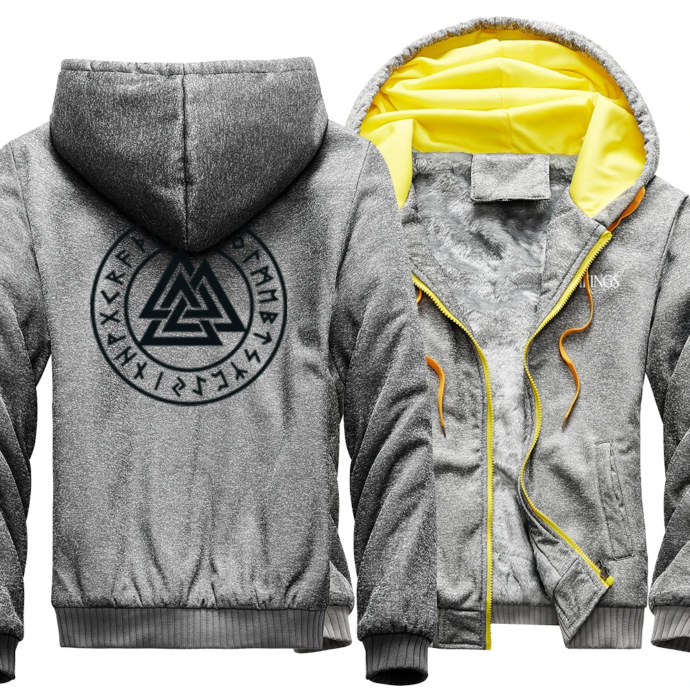 

Vikings Symbols Creativity Hoodies Men Harajuku Warm Casual Jackets Winter Hot Sale Loose Jacket Zipper Thick Coat Male Hooded