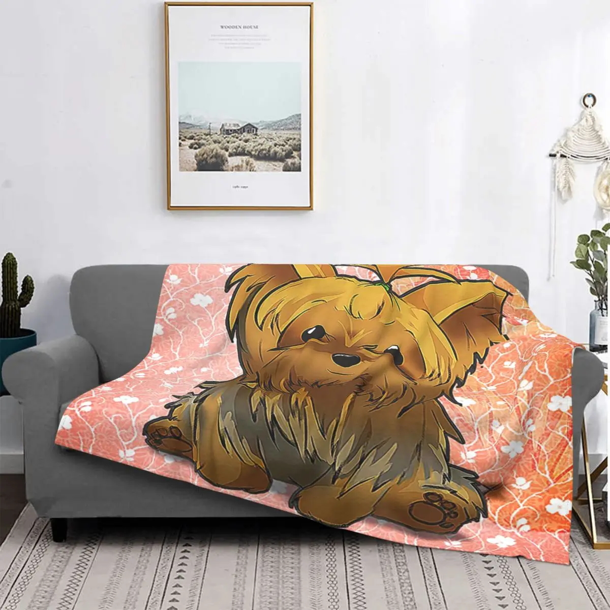 

Cute Dog Yorkshire Terrier Blanket Fleece Autumn/Winter Multifunction Soft Throw Blanket for Sofa Couch Bedspreads