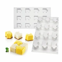 creative 12 even puzzle french mousse mold chocolate ice cream pudding silicone mold diy baking cake mold