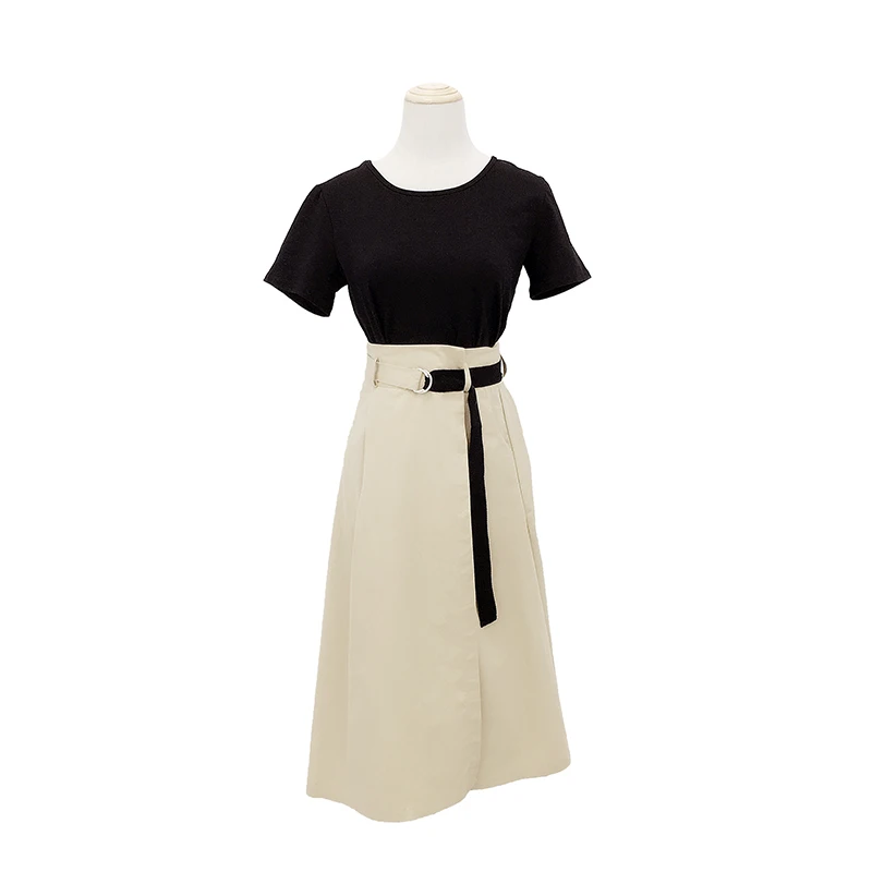 Женский модный летний комплект из двух предметов черная футболка с