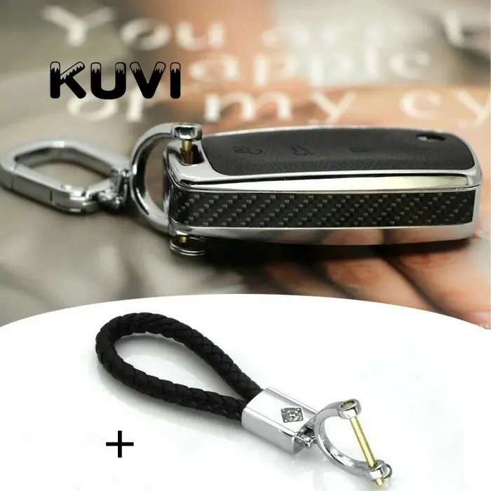 carbon-keychain2 Сплав кожаный чехол для ключей автомобиля для Volkswagen VW Passat Gold JETTA Bora Polo Автомобильная камера заднего вида авто ключ сумка протектор - Название цвета: carbon-keychain2