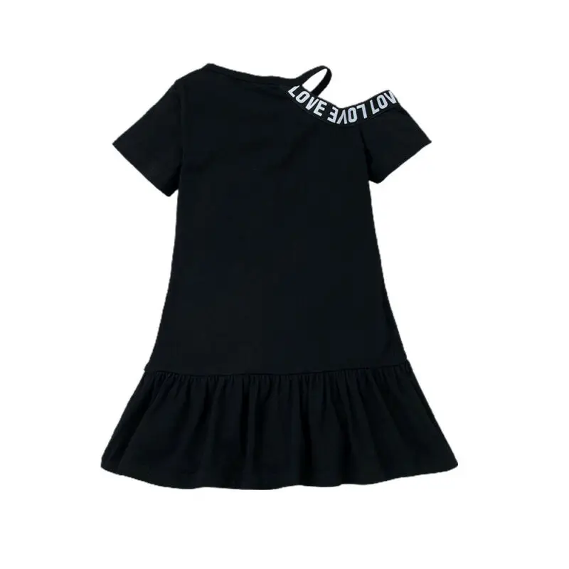 

Girl Casual Sunflower Print Shirt Dress Travel Beach Irregular Shoulder Sundress