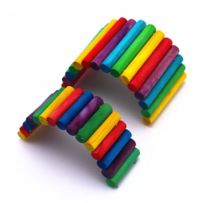 

2 Pcs Parrot Hamster Colored Round Wooden Boardwalk Climbing Bird Toy Standing