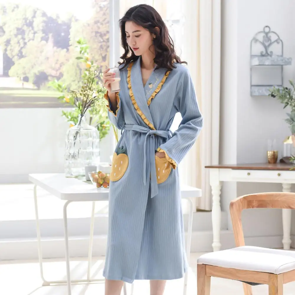 Женская ночная рубашка Dyeansee хлопковый Халат с длинным рукавом халат 2020|Халаты| |