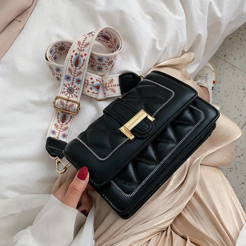 

Retro small bag female 2021 popular new trend versatile texture cross-body bag wide shoulder strap fashion single shoulder bag