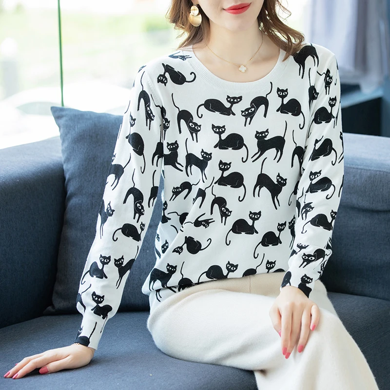 11 Свитер с принтом, трикотаж-топы Jumpwe, мягкий женский пуловер, Осень-зима, высокое качество, роскошный бренд, элегантные женские вязаные свитера - Цвет: 11