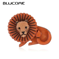 blucome cartoon brown lion shape brooch corsage for child men cool handmade animal brooches collection lapel pin badge jewelry