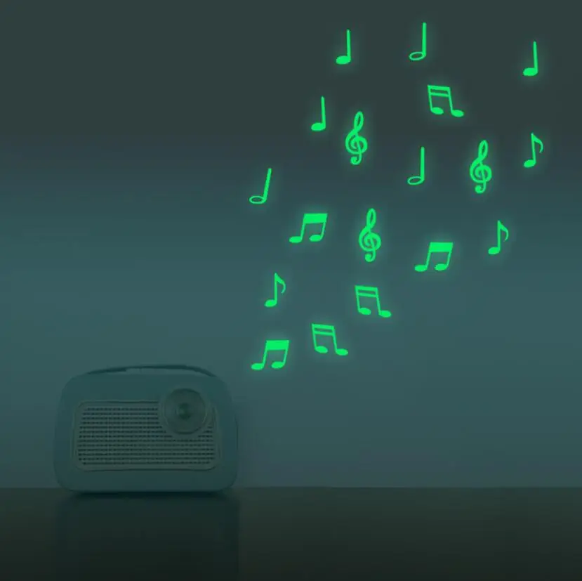 music 1 Набор, луна, звезда, светится в темноте, игрушки, наклейки s, светящиеся, сделай сам, детская спальня, ПВХ наклейка, домашние игрушки для детей, рождественский подарок - Цвет: music