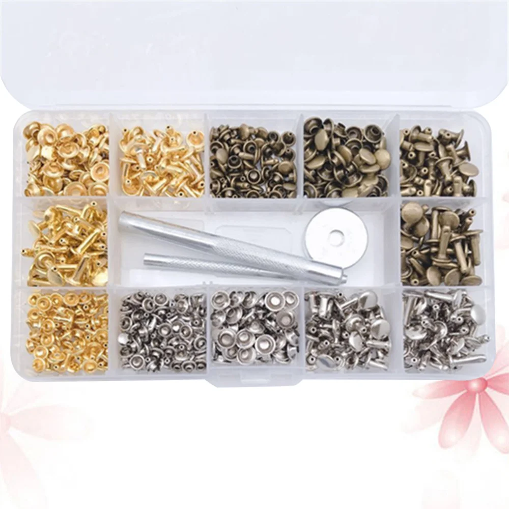 

300 Sets DIY Leather Crafts Rivets Dual Side Studs Tools Set for DIY Leather Bag Footwear Shoes Decoration