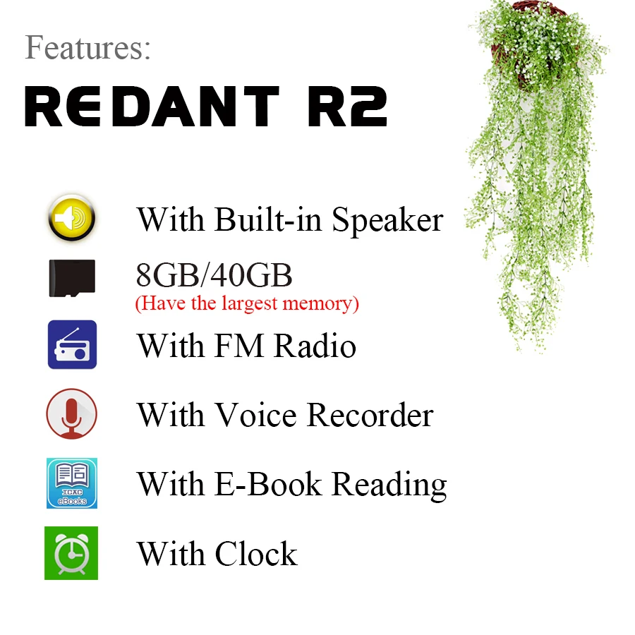 REDANT MP3 плеер с bluetooth и динамиком 1 8 сенсорный экран hi fi fm радио мини Спорт MP 3