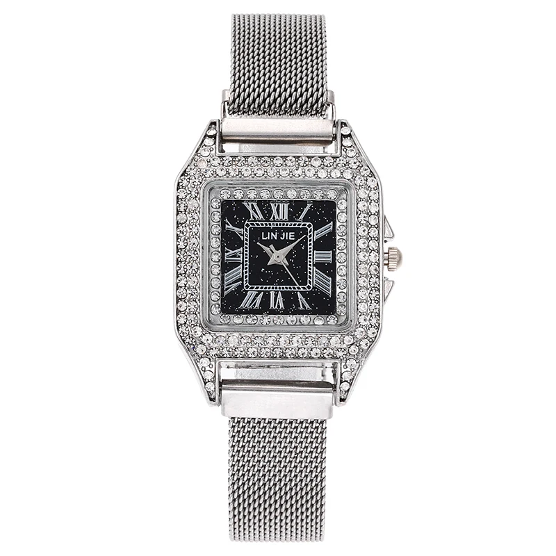 

Fashion ladies watch square double drill magnet simple casual female accessories watch multicolor square dial girl watch 2019 ne