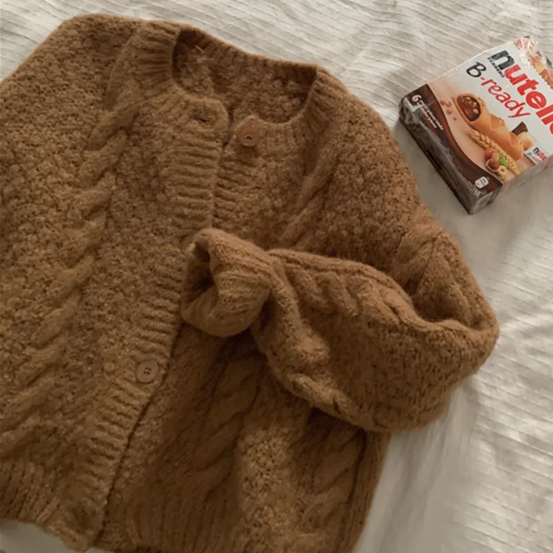 

2021 Spring Fall Women Sweater Cardigan Solid Color Casual V Neck Single Breasted Fashion Female Loose Casual Short Knitted Coat