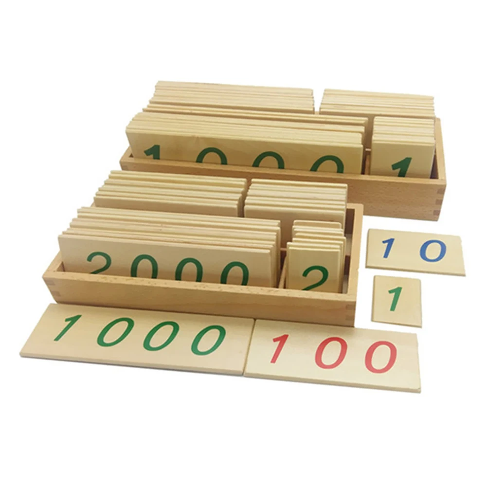 

Wooden Montessori Toy 1-9000 Number Card Early Learning Teaching Aid Toys Building Blocks Digital Cognition Study Card Games
