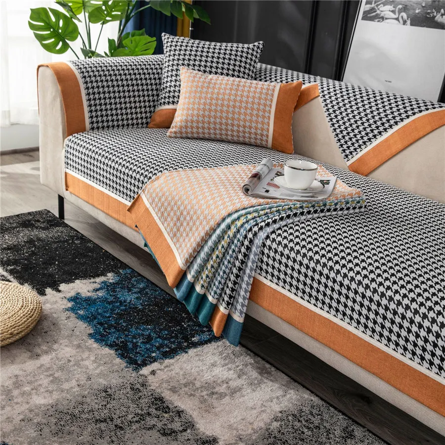 

Sofa Cover Plaid Chenille Couch Cover for Sofas 3 Seater Non-slip Corner Combination Armchair Towel for Living Room Four Seasons