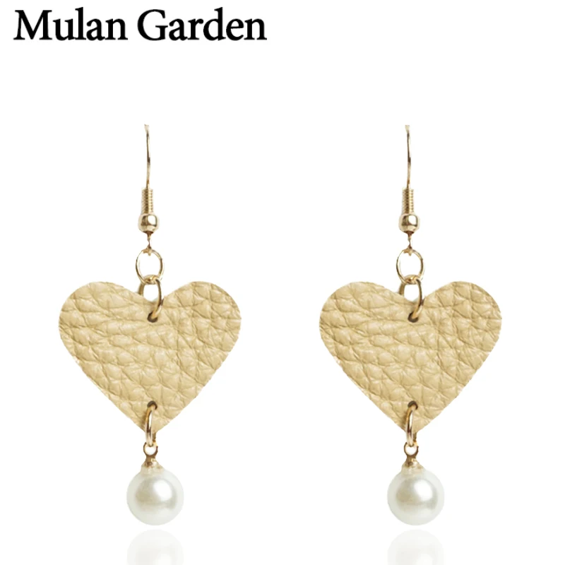 Женские серьги-подвески из натуральной кожи с жемчугом | Украшения и аксессуары