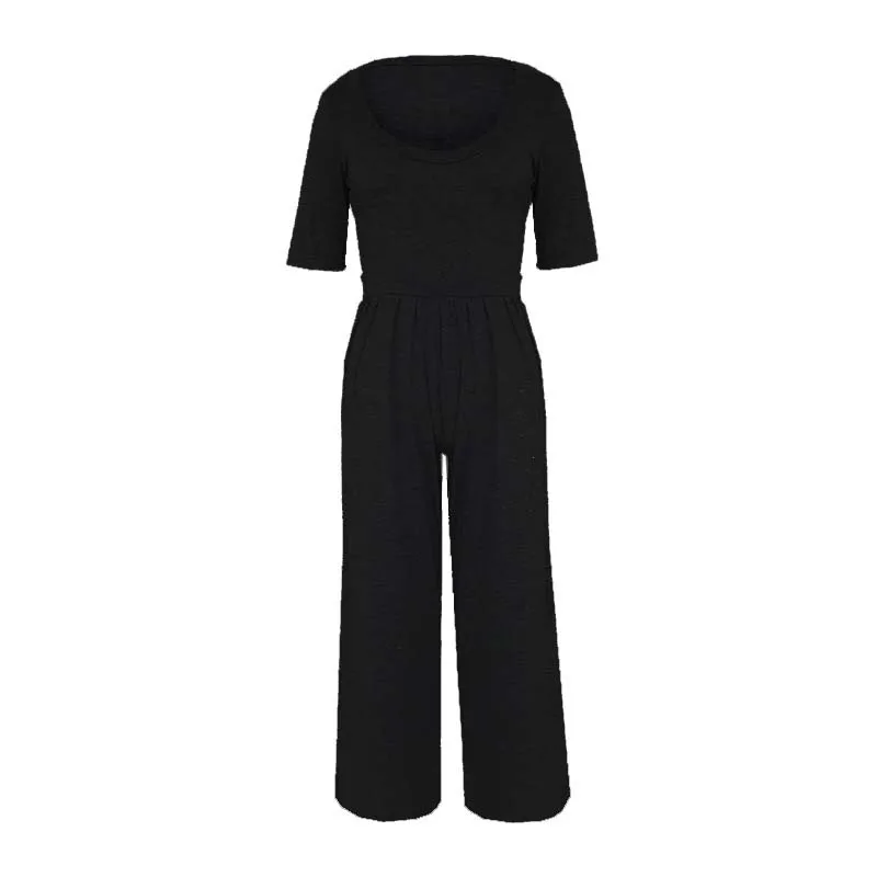 2020 Летний комбинезон с широкими штанинами женский красный свободный длинный