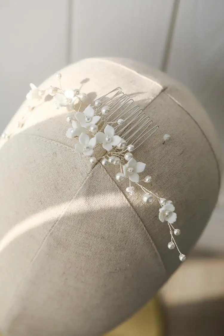 Свадебные аксессуары фарфоровые Цветочные гребни для волос заколки жемчужные