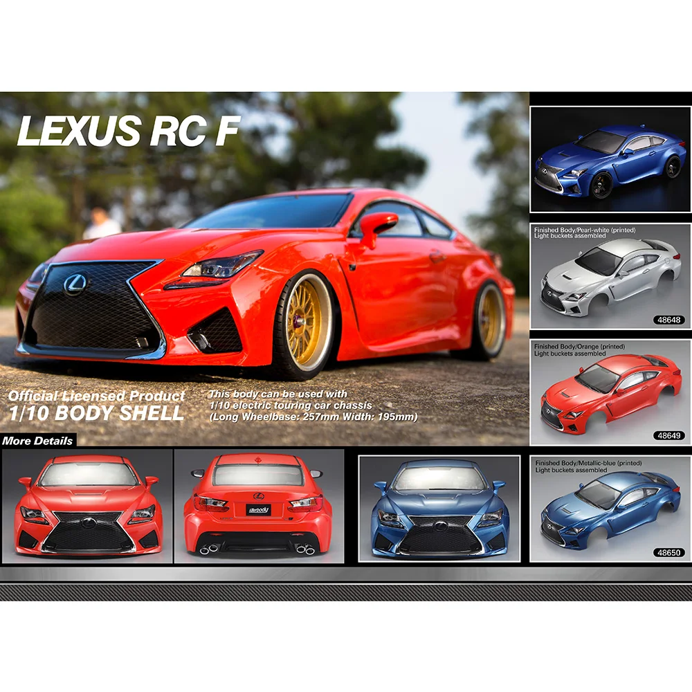 Чехол для радиоуправляемого автомобиля 48648 257 мм для LEXUS RC F готовая Рама корпуса 1/10 Электрический туристический Радиоуправляемый гоночный автомобиль diy запчасти