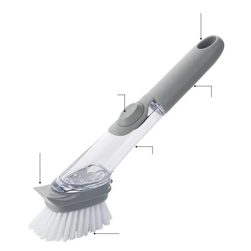 

Automatic liquid adding brush, oil-free brush, kitchen cleaning brush, long handle decontamination pot brush assembly