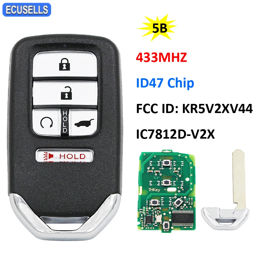 4+1/5 Button Remote Key 433MHz ID47 Chip SUV Tail for Honda CR-V 2017 Pilot 2016 FCC ID: KR5V2XV44 IC7812D-V2X | Автомобили и