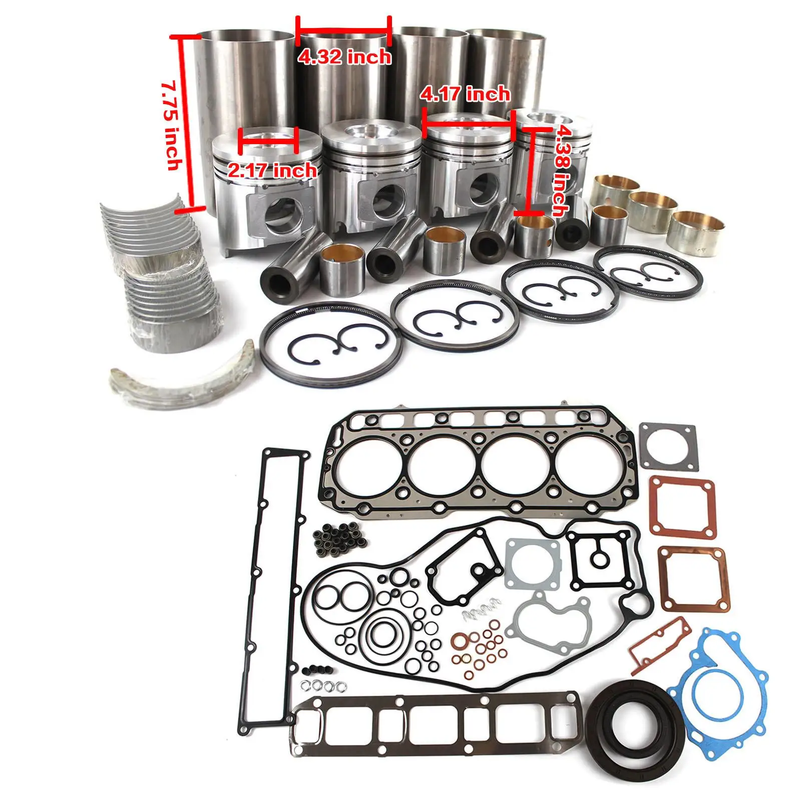 

Piston Overhaul Rebuild Kit For Yanmar 4TNV106 Engine Takeuchi TL150 Mustang MTL25 Gehl CTL80 Loaders