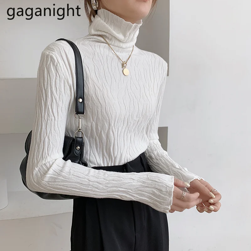 

Модный женский свитер Gaganight с высоким воротником, однотонные облегающие офисные Дамские пуловеры, Осень-зима 2021, Новые свитера, Прямая поста...