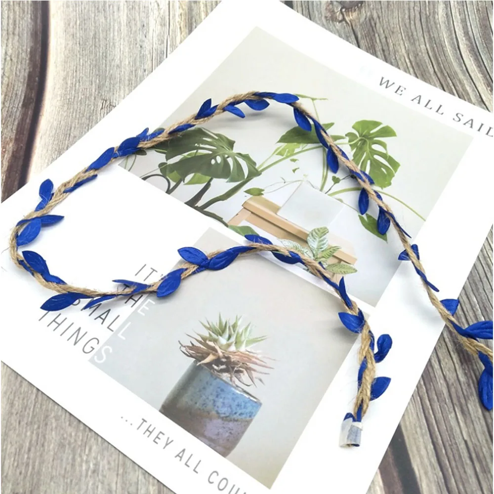 Royal blue 2 м 5 м имитация зеленых листьев плетение пеньковая веревка DIY Свадьба День рождения свадебное украшение из ротанга подарочная упаковка букета 5 мм - Цвет: Royal blue