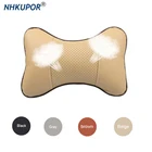 Универсальные автомобильные подушки на шею, воздухопроницаемая Автомобильная подушка из ПВХ кожи и сетчатой подголовник для отдыха для шеи, аксессуары для салона автомобиля