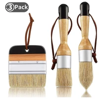 3pack chalk and wax paint brushes bristle stencil brushes for wood furniture home wall decor