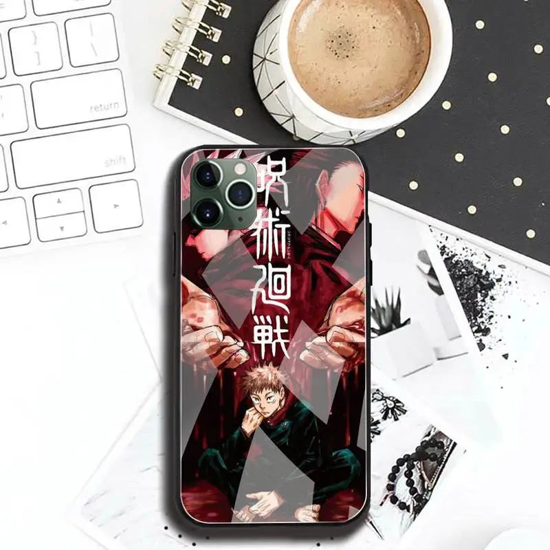 anime jujutsu kaisen phone case tempered glass for iphone 12 pro max mini 11 pro xr xs max 8 x 7 6s 6 plus se 2020 case free global shipping