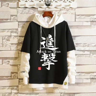 

2020 Anime Attack On Titan Eren Sweatshirts Cosplay Costume Hoodies 3D Classic Men Women Hoodie Clothing Fake Hip Hop Two Piece