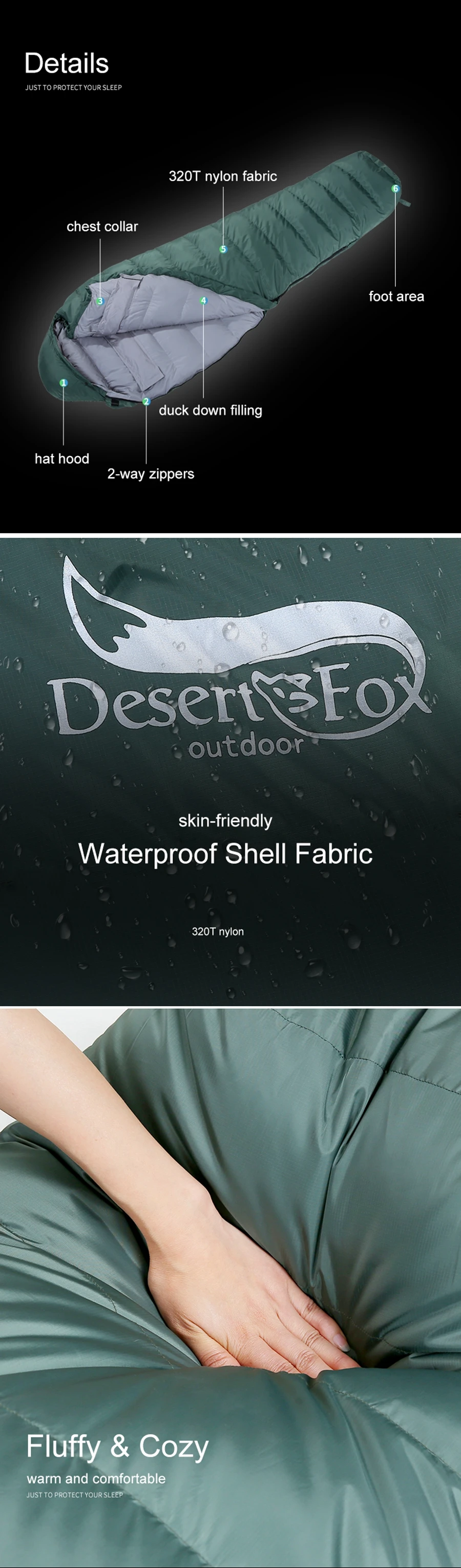 Desert&Fox спальный мешок на утином пуху, зимний теплый спальный мешок для мам, 1200 г, пуховое наполнителя, для взрослых, для кемпинга, для пеших прогулок, путешествий