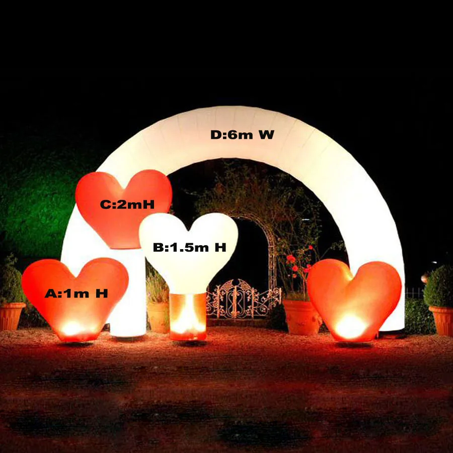 Гигантский дорожный надувной украшение освещения надувные СВЕТОДИОДНЫЙ сердце